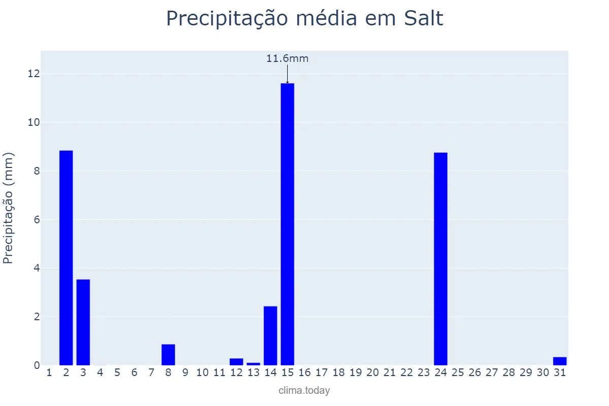 Precipitação em julho em Salt, Catalonia, ES