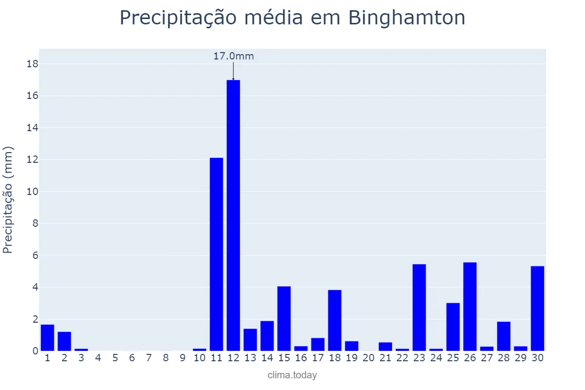 Precipitação em novembro em Binghamton, New York, US