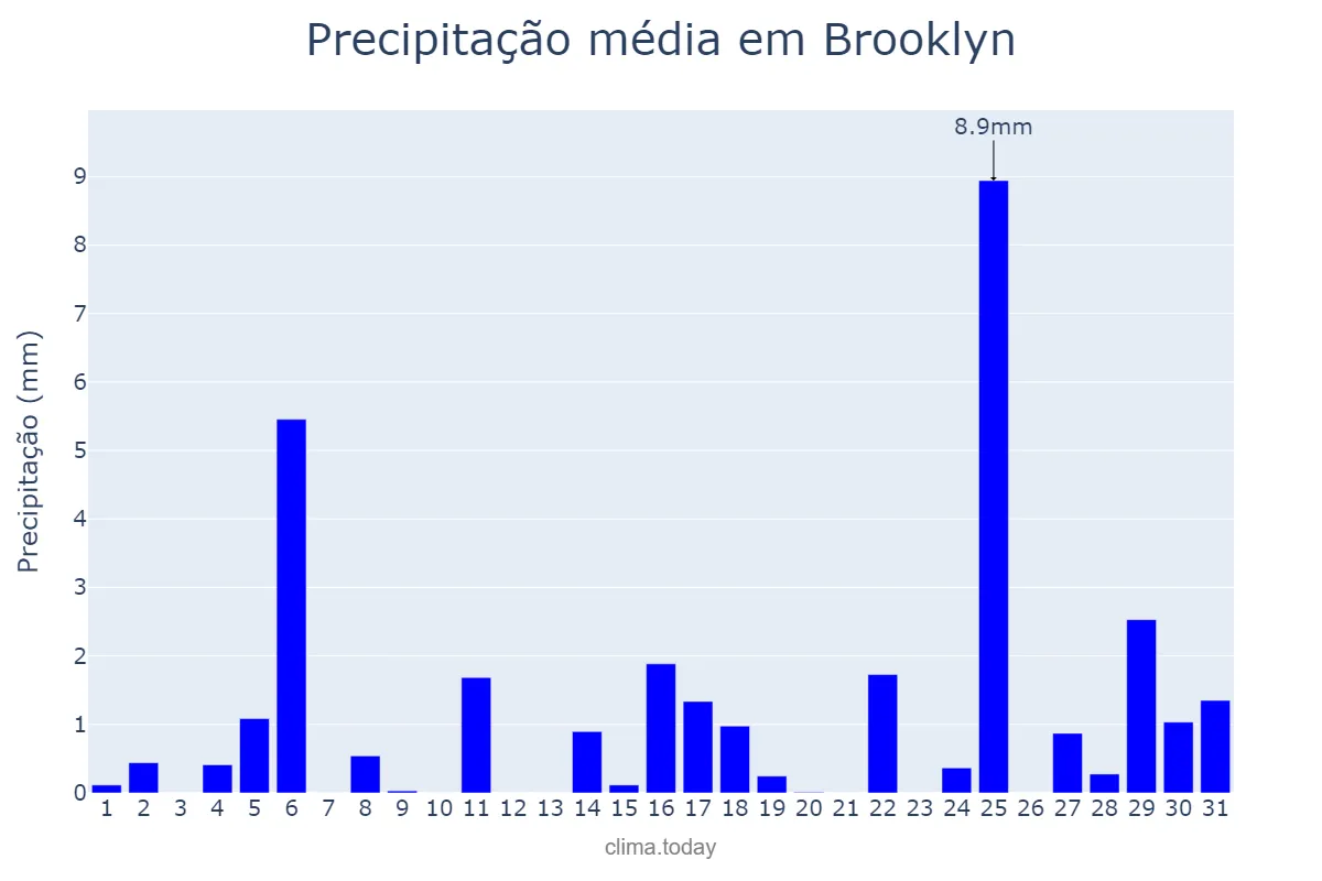 Precipitação em dezembro em Brooklyn, New York, US